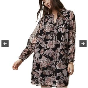 LOFT Black and Pink Floral Mini Dress